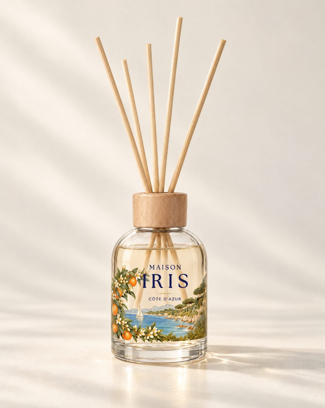 Diffuseur à bâtons 250 ml Maison Iris « Nuit blanche à Antibes » — Fleur d’oranger