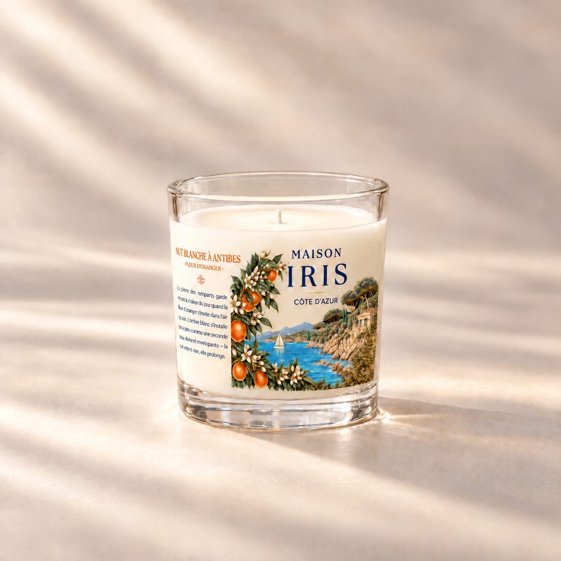 Bougie parfumée 180 g Maison Iris « Nuit blanche à Antibes » — Fleur d’oranger
